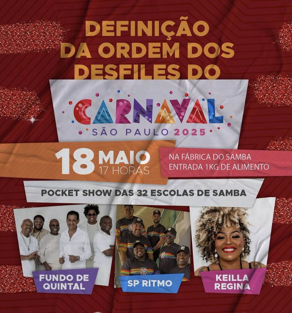 Definição da Ordem dos Desfiles Carnaval 2025 Mocidade Alegre